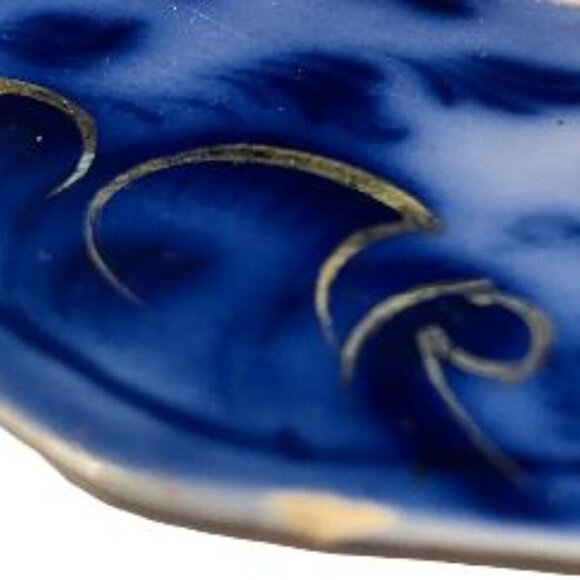 Vintage Grindley Argyle Pattern Flow Blue Bowl with Gold Accents  4 Pieces  VGUC - Picture 5 of 16